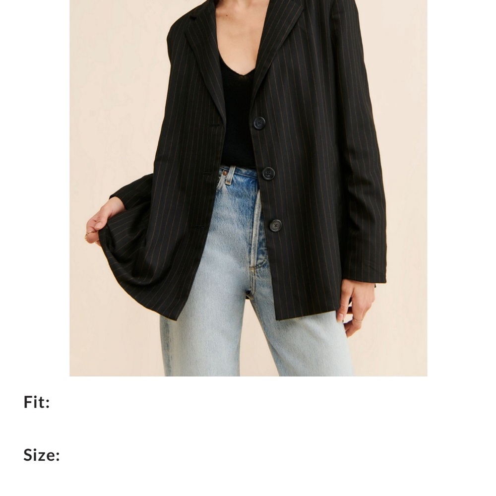 Free People Blue Pinstripe Blazer Jacket - Women's Tailored Coat